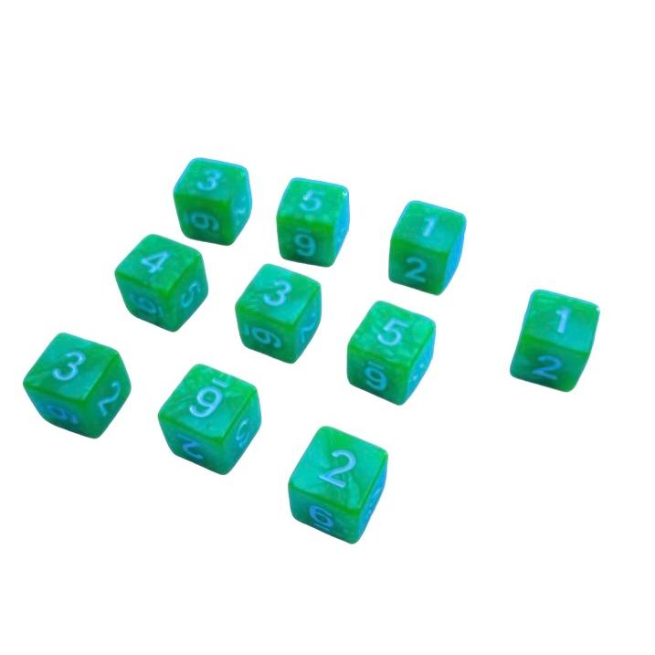 D6ダイス 6面 アクリル製 RPG ゲーム用 白と緑 各10個 サイコロ