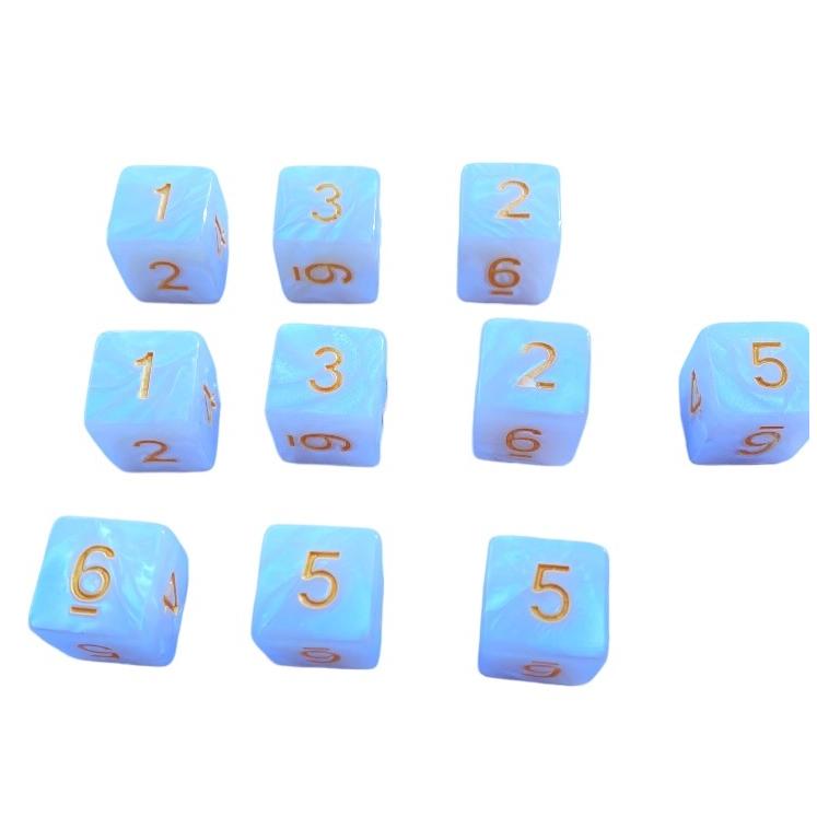 D6ダイス 6面 アクリル製 RPG ゲーム用 白と緑 各10個 サイコロ