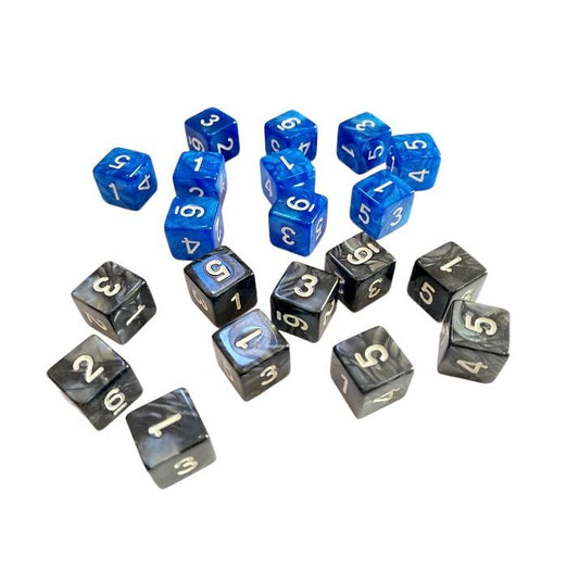 D6 ダイス 6面 アクリル製 RPG ゲーム用 黒と青 各10個 サイコロ
