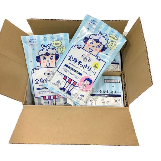 ケース売り 花王 ビオレU Biore 全身すっきりシート 10枚入×《24個 》無香性 汗ふきシート 携帯用 天然コットン100%