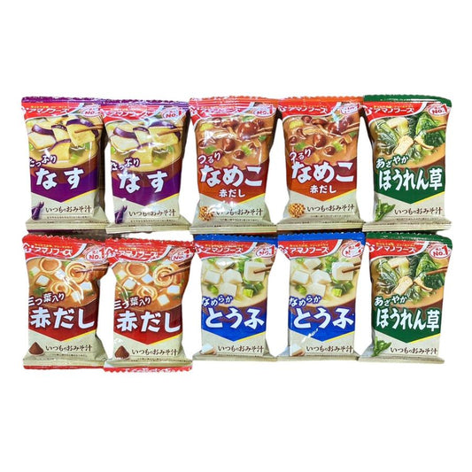 アマノフーズ いつものおみそ汁 5種×2袋 なす・なめこ・ほうれん草・赤だし・とうふ フリーズドライ 味噌汁