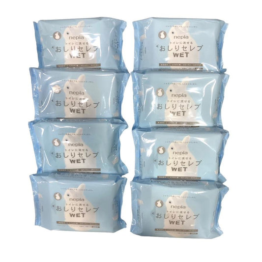 ネピア トイレに流せる おしりセレブ WET 60枚入×８袋 詰替え用 ノンアルコール 無香料 パラベンフリー